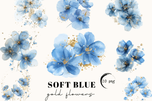 Abstract Blue Gold Flowers Scrapbook: Elevating Creative Design