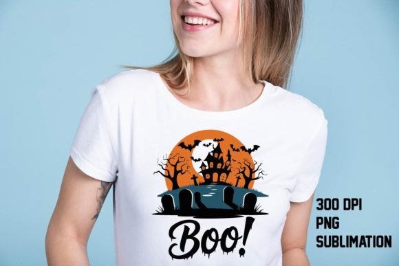 Bring Spooky Charm to Life with Boo Ghost Halloween T-Shirt Design PNG