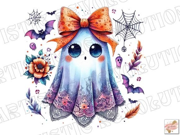Cute Ghost Lace Ghost Halloween Png: Spooky Elegance for Modern Designers