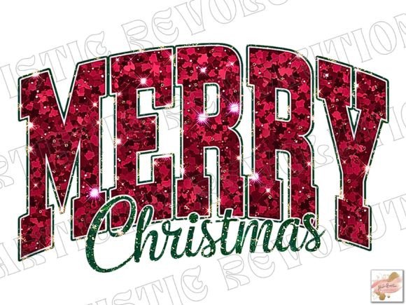 Glitter Christmas PNG: Festive Design for Commercial Use