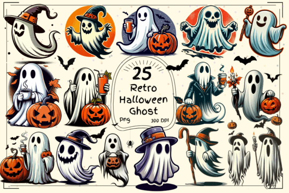 Retro Halloween Ghost Clipart: A Nostalgic Design Collection
