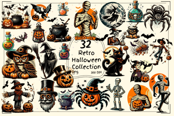 Revive Classic Halloween Charm with Retro Clipart
