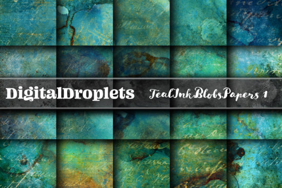 Teal Ink Blobs Vol. 1 | COLLECTION: A Designer's Guide to Organic Texture